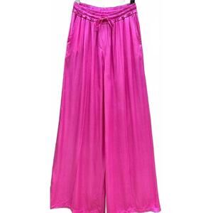 NEW LOOWIE women's satin feel wide leg pants in pink